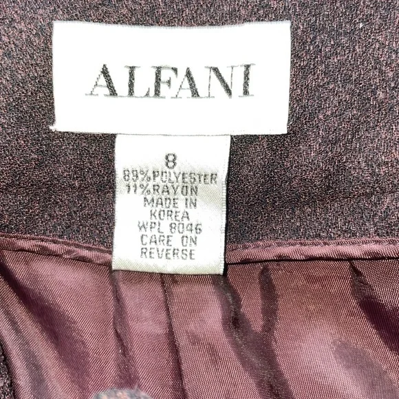 ALFANI 90’s Y2K Burgundy Wine Puddle Length Boucle Slubbed Texture Trousers Sz 8 - Picture 8 of 10